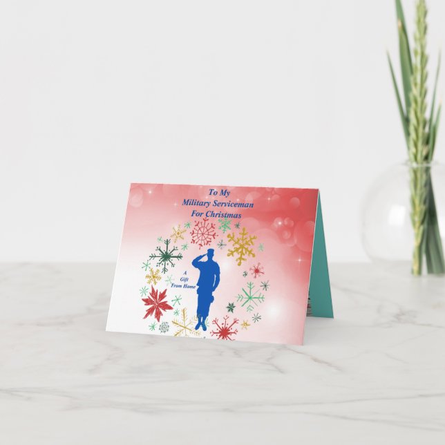 Tarjeta de felicitación plegada de serviceman (Anverso)