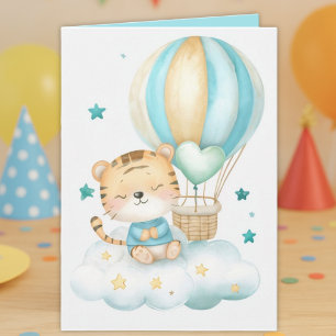 Tarjeta de felicitación plegada de tigre bebé acua