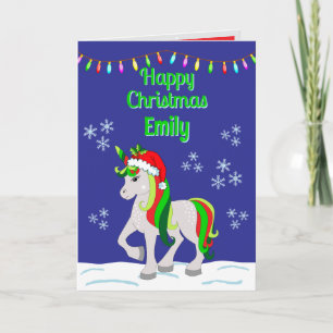 Tarjeta de felicitación plegada de Unicornio de Na