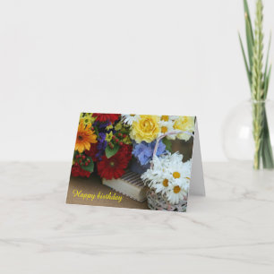 Tarjeta de felicitación plegada de verano Bouquet