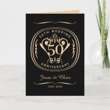 Tarjeta de felicitación plegada del 50° aniversari