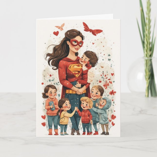 Tarjeta de felicitación plegada del Día de la Madr (Anverso)