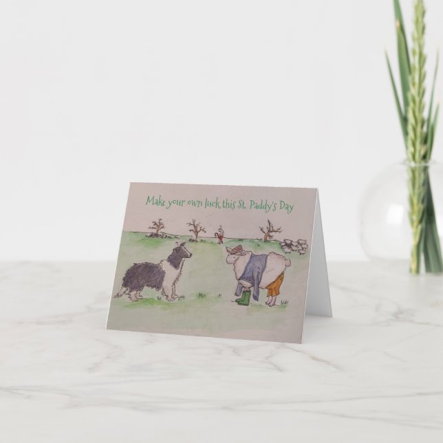 Tarjeta de felicitación plegada del Día de San Pat (Anverso)