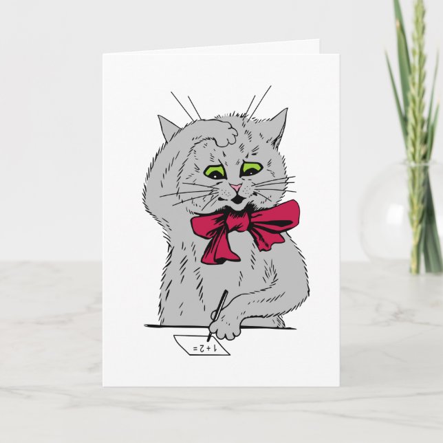 Tarjeta de felicitación plegada del gato izquierdo (Anverso)