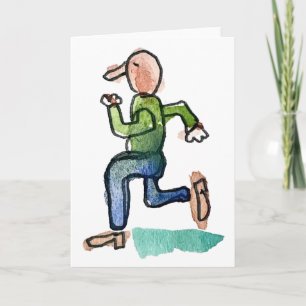Tarjeta de felicitación plegada del hombre corrien