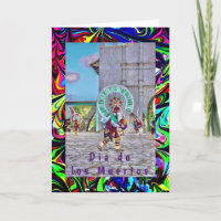 Tarjeta de felicitación plegada Dia de los Muertos