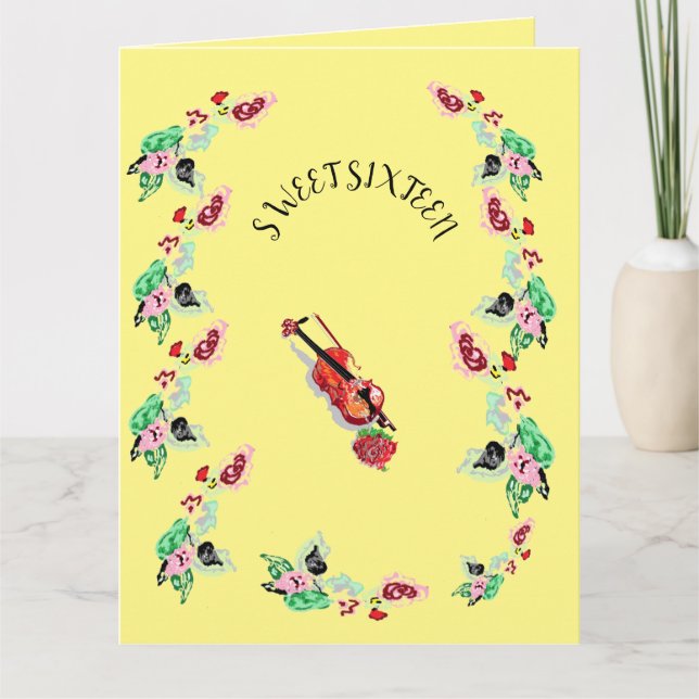 Tarjeta de felicitación plegada : Dulce Dieciséis  (Anverso)