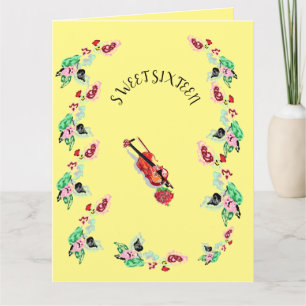 Tarjeta de felicitación plegada : Dulce Dieciséis 