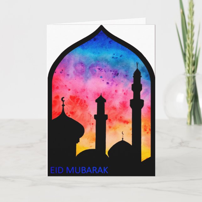 Tarjeta de felicitación plegada 'Eid Mubarak' (Anverso)