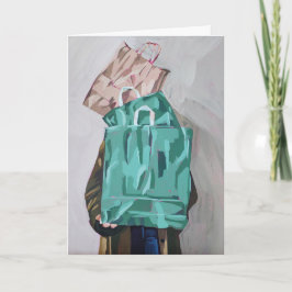 Tarjeta de felicitación plegada en blanco Shopping