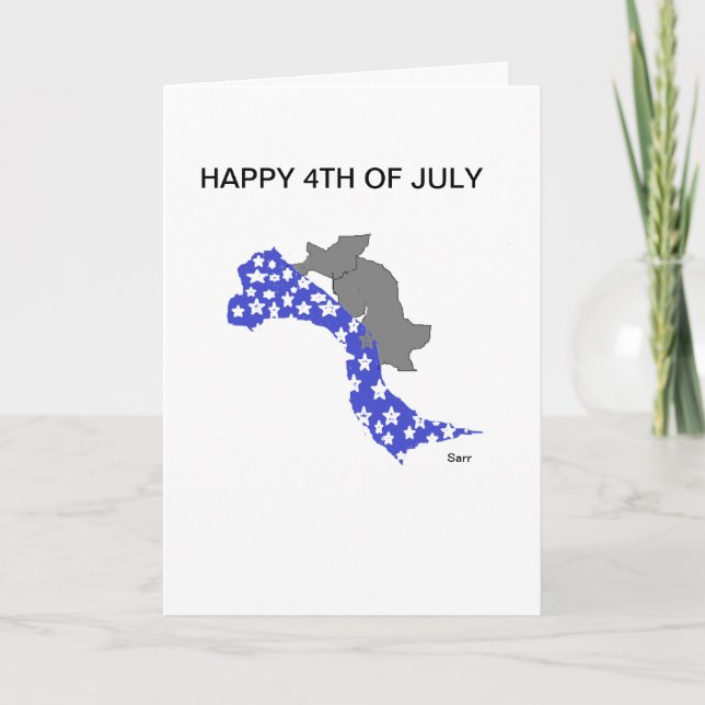 Tarjeta de felicitación plegada FELIZ 4 DE JULIO (Anverso)