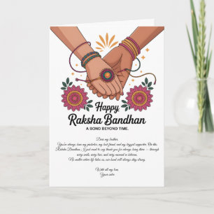 Tarjeta de felicitación plegada feliz Raksha Bandh