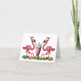 Tarjeta de felicitación plegada Fun Flamingos