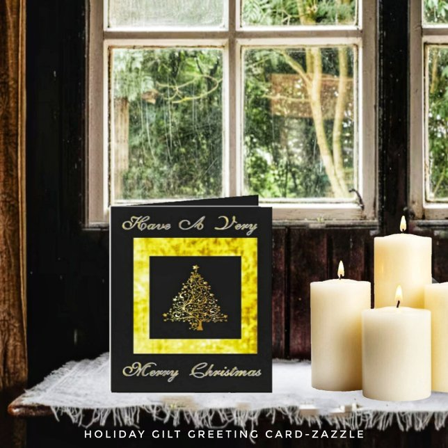 Tarjeta de felicitación plegada Gilt de vacaciones (Subido por el creador)