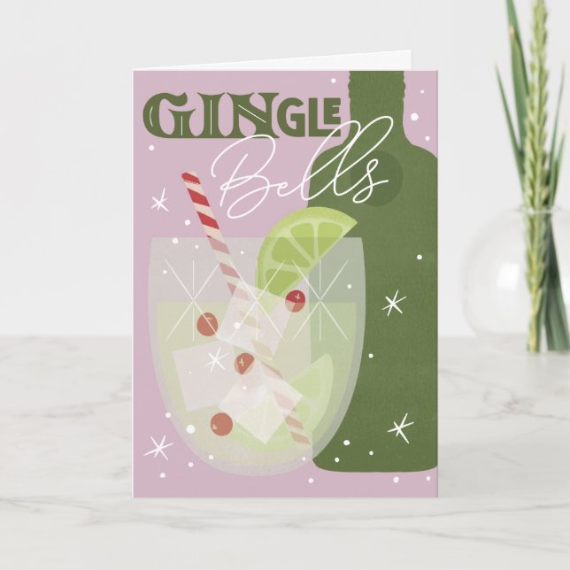Tarjeta de felicitación plegada GINgle Bells Holid (Anverso)