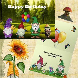 Tarjeta de felicitación plegada Gnome