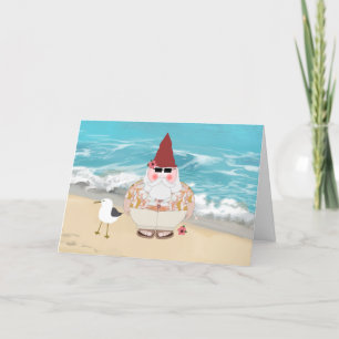 Tarjeta de felicitación plegada Gnome Beach