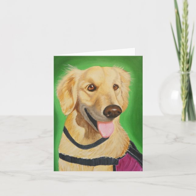 Tarjeta de felicitación plegada Golden Retriever (Anverso)