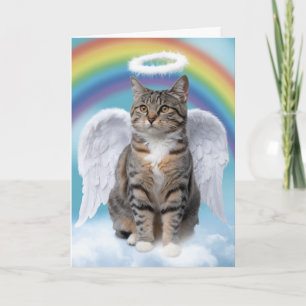 Tarjeta de felicitación plegada Gray Tabby Angel