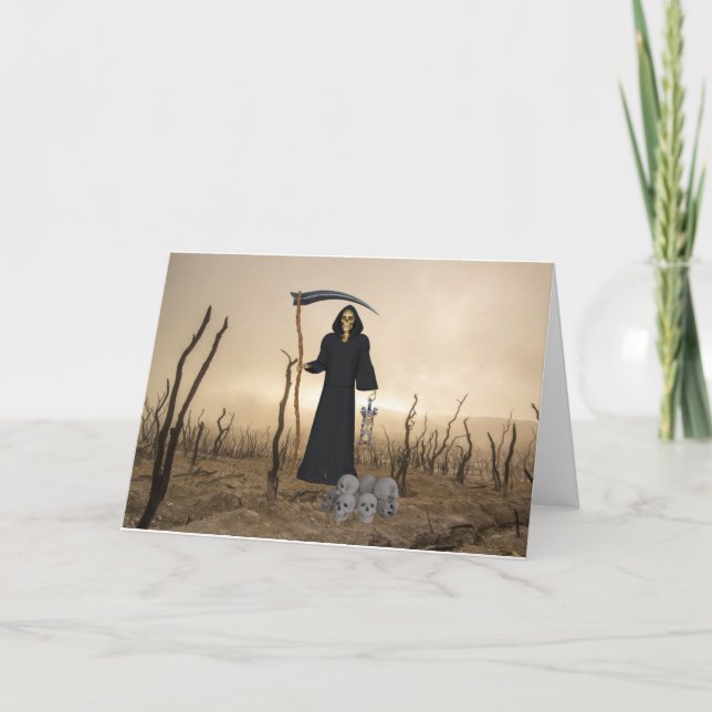Tarjeta de felicitación plegada Grim Reaper (Anverso)