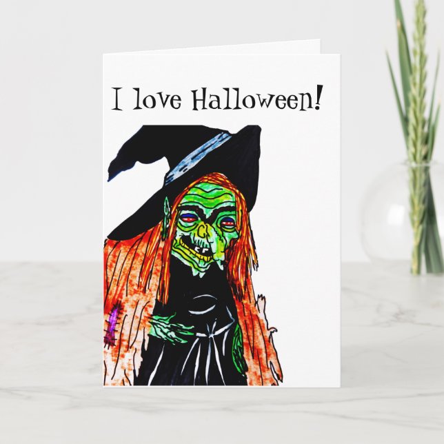 Tarjeta de felicitación plegada HALLOWEEN WITCH CH (Anverso)