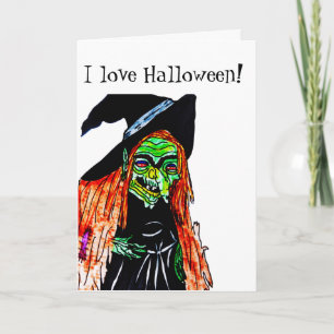 Tarjeta de felicitación plegada HALLOWEEN WITCH CH
