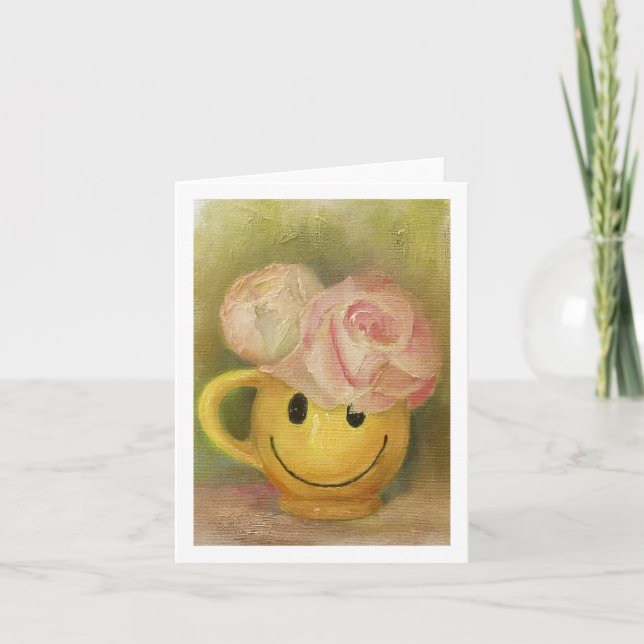 Tarjeta de felicitación plegada Happy Face Mug (Anverso)