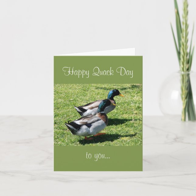 Tarjeta de felicitación plegada Happy Quack Day (Anverso)