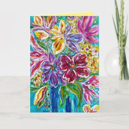 Tarjeta de felicitación plegada "Jarrón Azul" flor