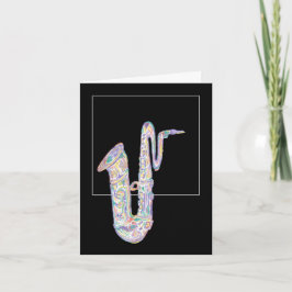 Tarjeta de felicitación plegada Jazz Baritone sax
