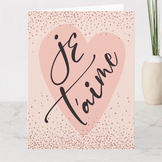 Tarjeta de felicitación plegada Je T'aime (Anverso)