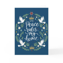 Tarjeta de felicitación plegada La paz rige mi hog