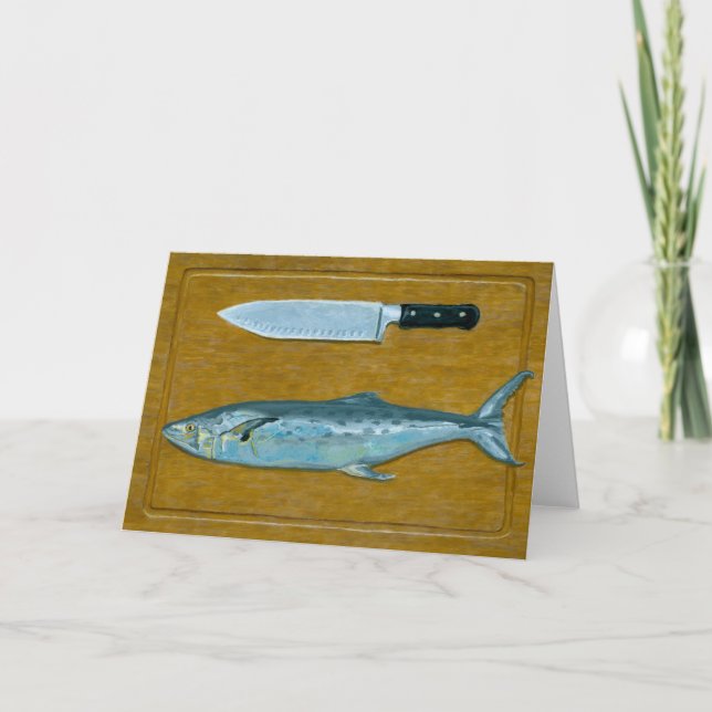 Tarjeta de felicitación plegada Mackerel and Knife (Anverso)