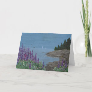 Tarjeta de felicitación plegada Maine Coast Lupins