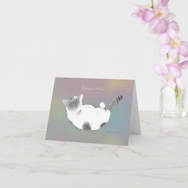 Tarjeta de felicitación plegada "Meowmories of Lov (Orquídea)