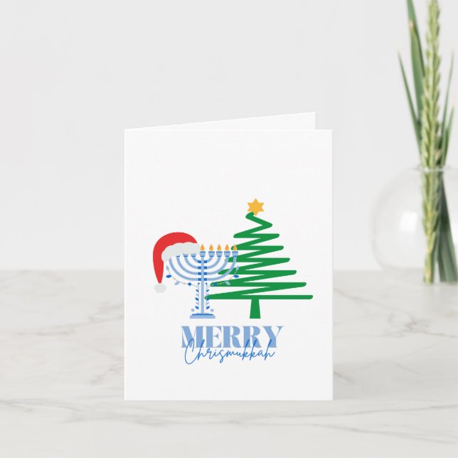 Tarjeta de felicitación plegada Merry Chrismukkah  (Anverso)