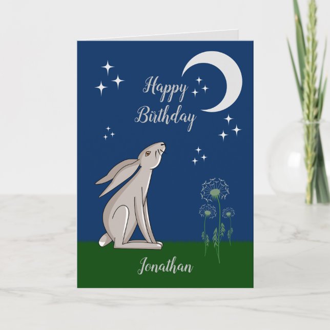 Tarjeta de felicitación plegada Moon Gazing Hare (Anverso)