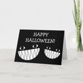 Tarjeta de felicitación plegada negra, sonriente y