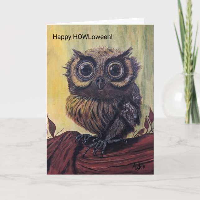 Tarjeta de felicitación plegada Owl Halloween Stnd (Anverso)