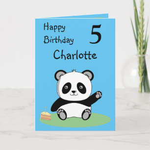 Tarjeta de felicitación plegada Panda Happy Birthd