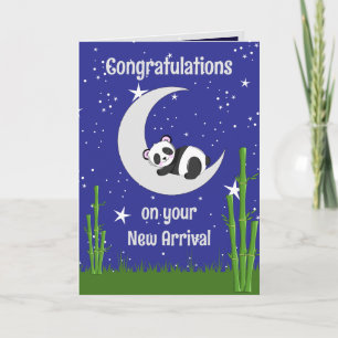 Tarjeta de felicitación plegada Panda Recién nacid