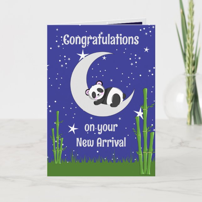 Tarjeta de felicitación plegada Panda Recién nacid (Anverso)
