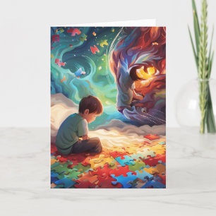 Tarjeta de felicitación plegada para autismo