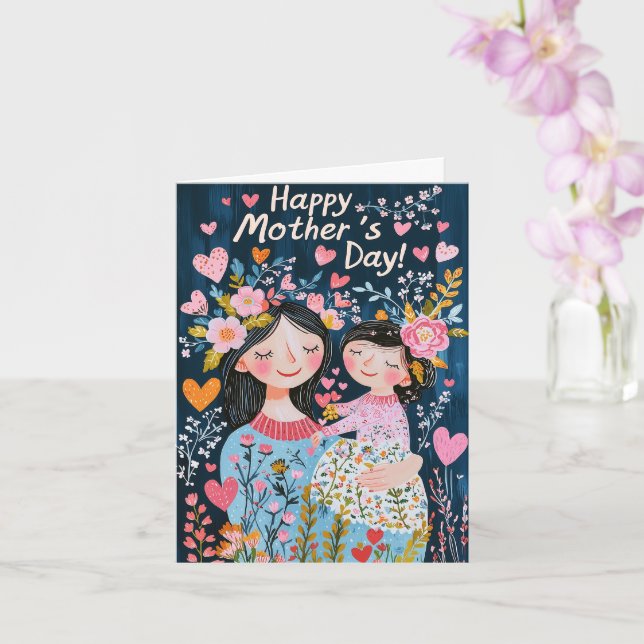 Tarjeta de felicitación plegada para el Día de la  (Orquídea)