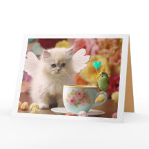 Tarjeta de felicitación plegada para gatitos y ami