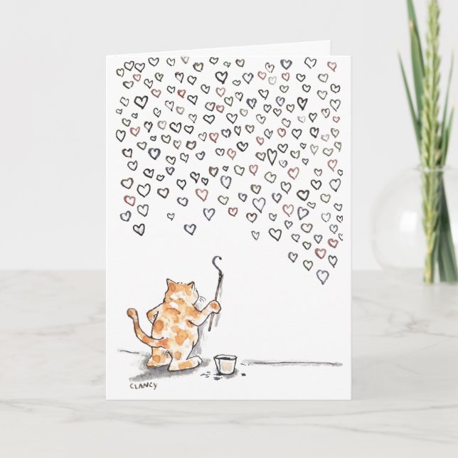 Tarjeta de felicitación plegada para gato de todos (Anverso)