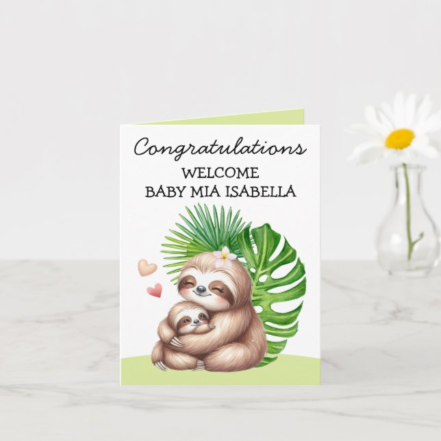Tarjeta de felicitación plegada para mamá y bebé S (Planta pequeña)