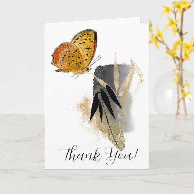 Tarjeta de felicitación plegada para mariposa y ba (flor amarilla)