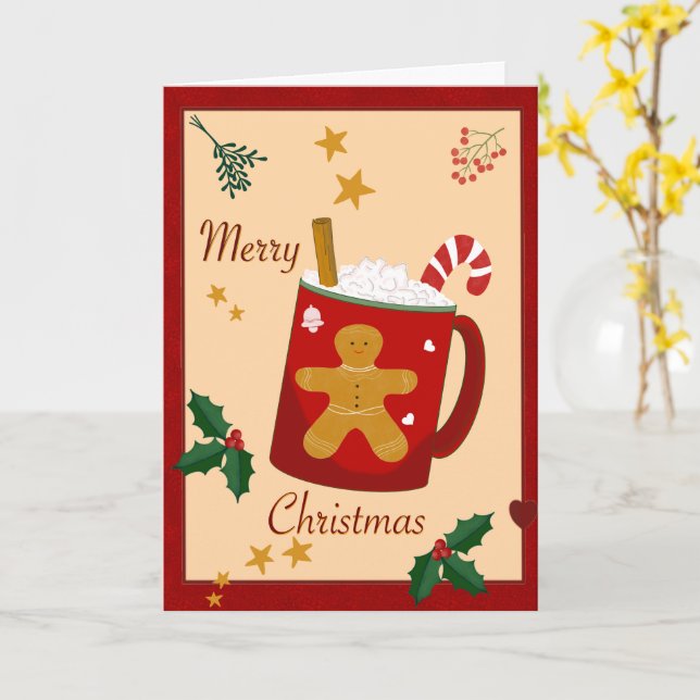 Tarjeta de felicitación plegada para navidad (flor amarilla)
