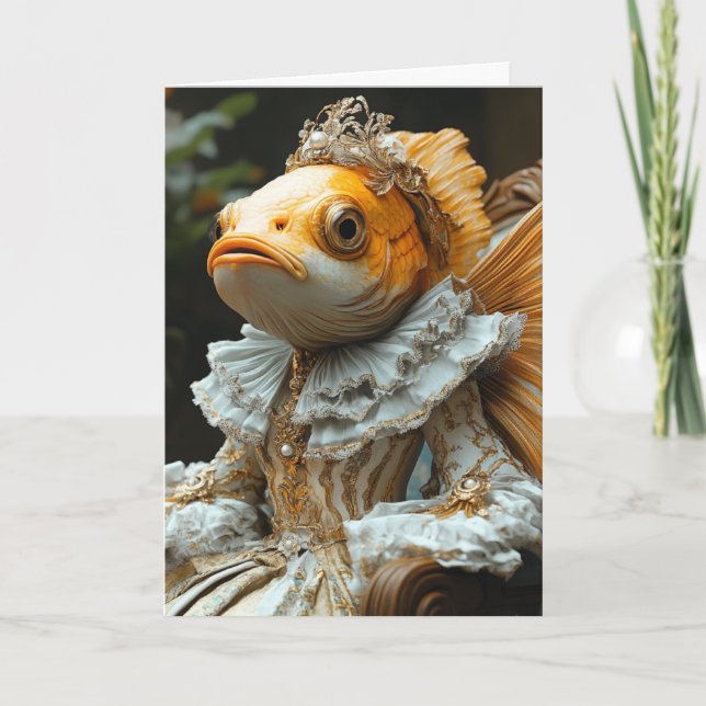 Tarjeta de felicitación plegada para peces reales (Anverso)